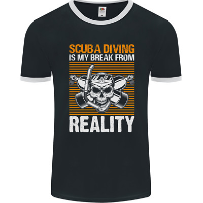 Scuba Diving is My Break From Reality Funny Diver Mens Ringer T-Shirt FotL
