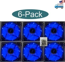 6-Pack: NEW Enermax 90mm x 25mm Blue LED 3-pin 12V PC Case Cooling Fan + Screws