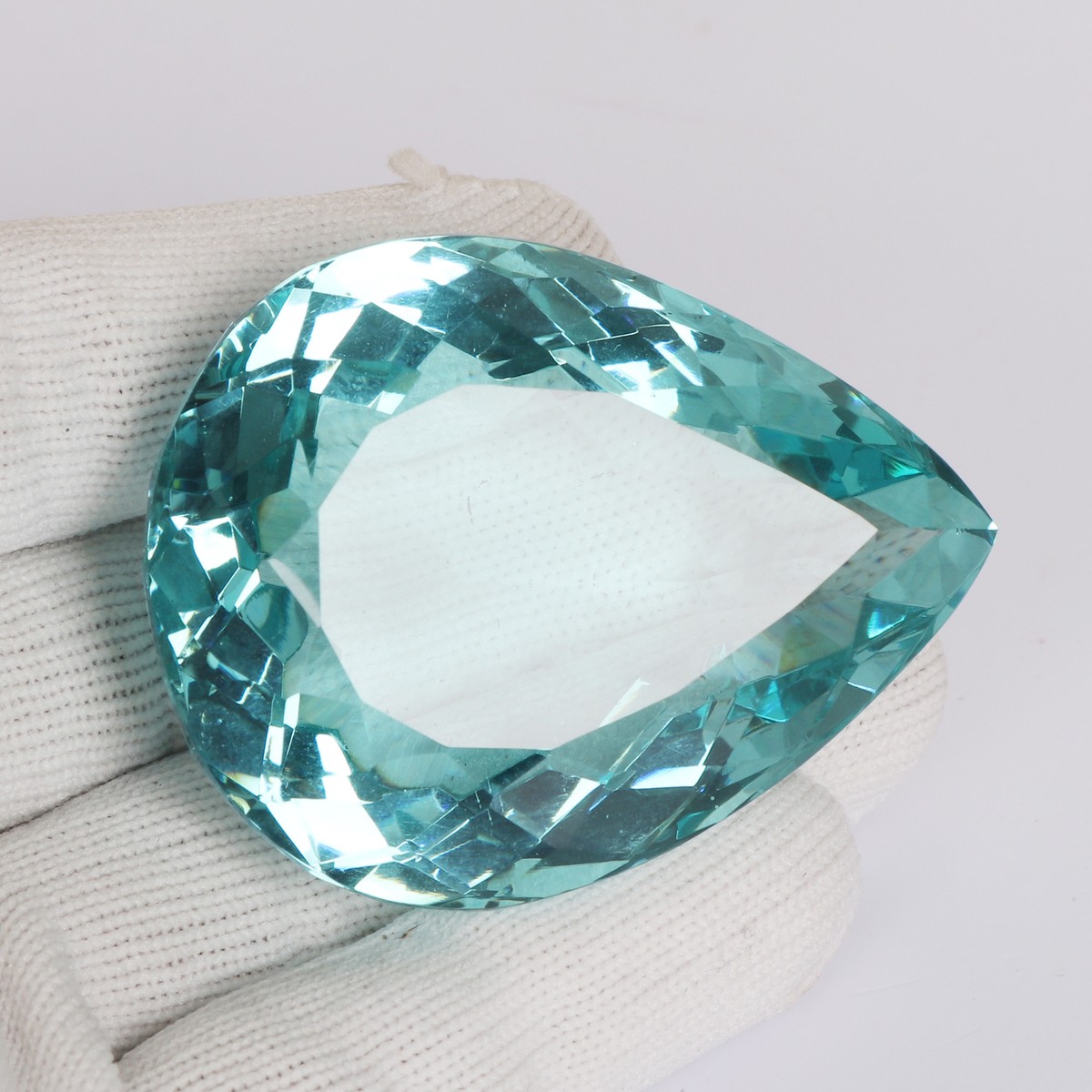 Lab Created Pear Shape Aquamarine Gemstone 53X46X25 size 332