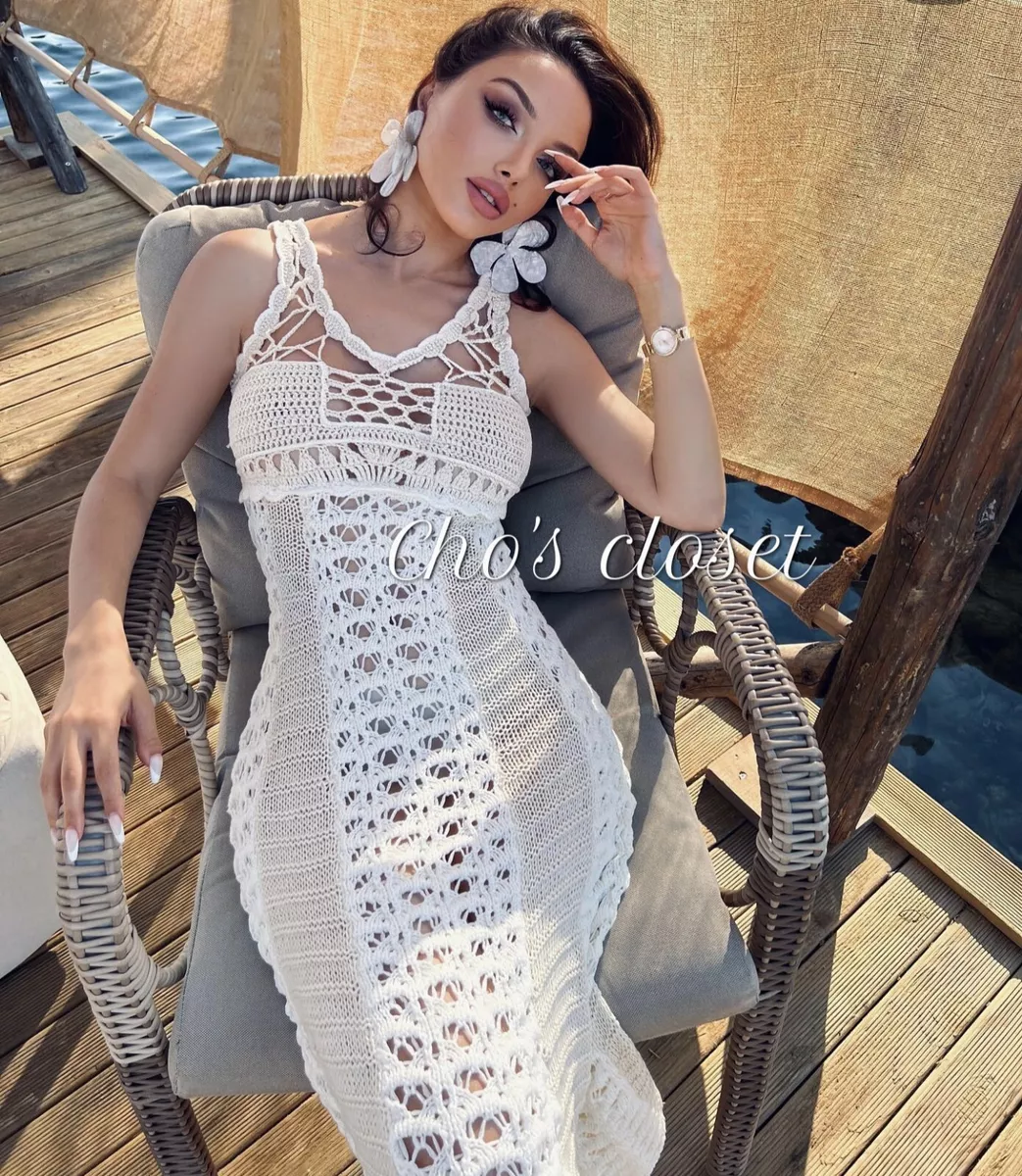 Gucci Long-Sleeve Crochet-knit Dress