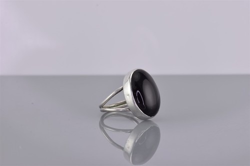 Anillo de plata de ley de 18 mm pulido negro ovalado ónix banda dividida 925 talla: 4 - Imagen 7 de 8