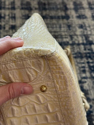 Brahmin Yellow Asher Melb Croc Emb Leather Shopper / Tote / Shoulder Bag Vtg - Picture 11 of 13