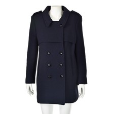 Chloe Vintage Navy Blue Wool Crepe Peacoat Size Fr40 Us8