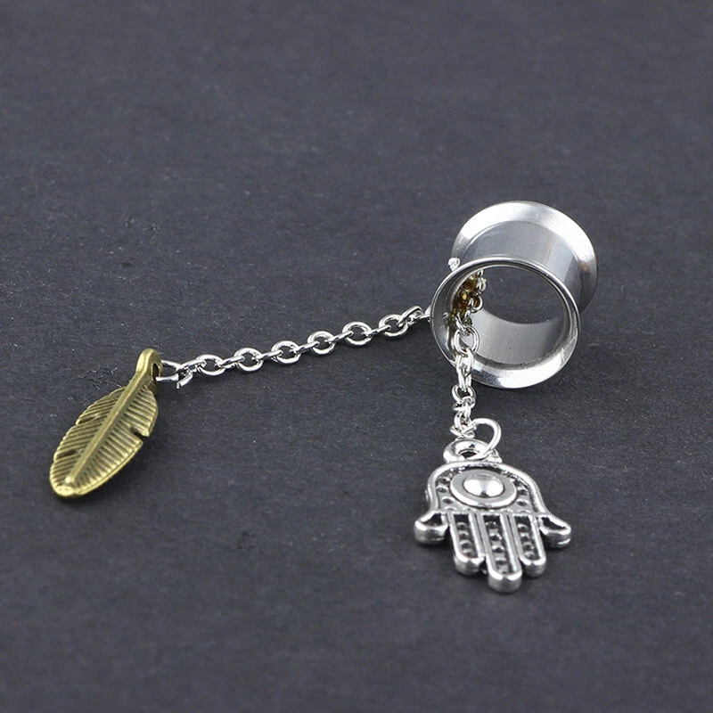 2pcs Retro Ear Tunnel Dangle Plug Double Flare Gauge Stretcher Piercing 6mm-25mm - Imagem 4 de 4