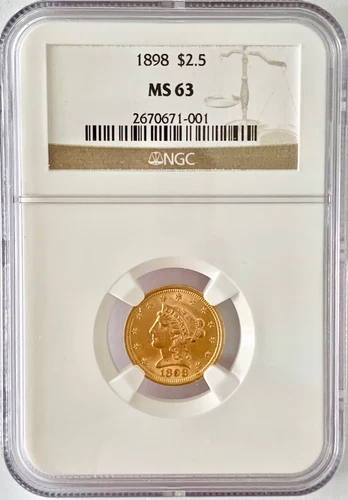 1898 $2.5 GOLD NGC MS 63 LIBERTY HEAD QUARTER EAGLE
