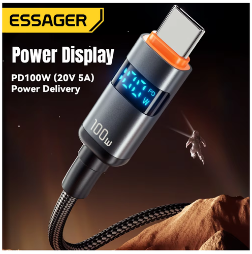 Essager 5A 100W USB A to Type C Digital Display Cable Fast Charging - Picture 3 of 9