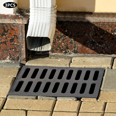 3-Pack Durable Ductile Cast Iron Drain Grate for Channel Drainage System