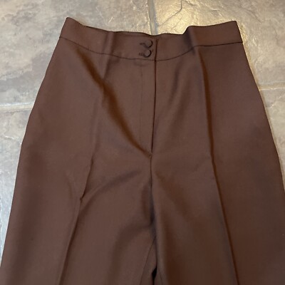 Vintage Maritza 60s 70s Womens Brown Straight Leg Polyester Pants