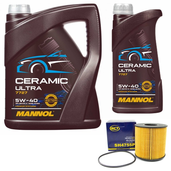 MotoröL Set Mannol 5W-40 Ceramic 6 Liter + ÖLfilter FüR Renault Laguna Vel Satis-image