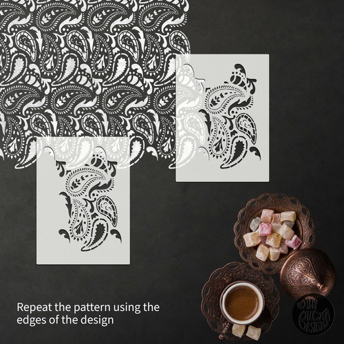 Dizzy Duck Indian Stencil for Furniture - Taj Mahal Paisley Pattern Stencil - Picture 5 of 7