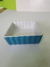 Housewares International Mini Square Fluted Baking Dish Blue White