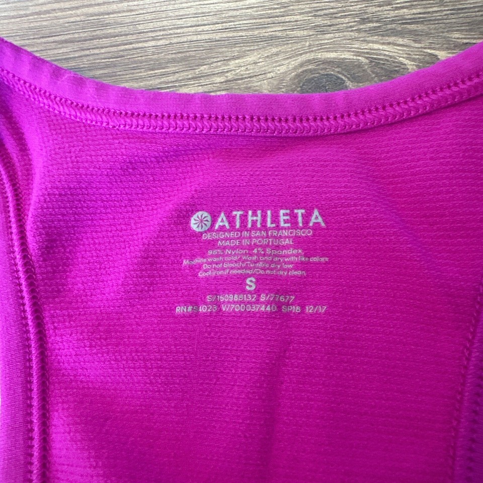 Athleta Speedlight Racerback Pink Long Tank Gathered Sides Small
