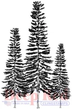 Deep Red Stamps Three Pines Rubber Cling Stamp