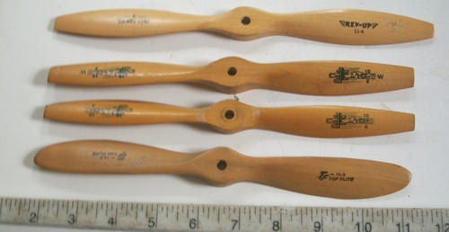 4 X TF TOP FLITE, JZ ZINGER, REV-UP ALL Wood Plane Propeller Vintage Airplane