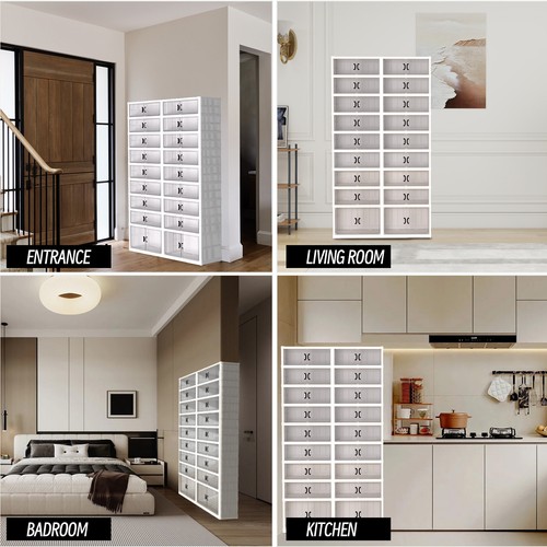 Foldable Shoe Rack, Large Shoe Storage with Magnetic Clear Door - Picture 9 of 9
