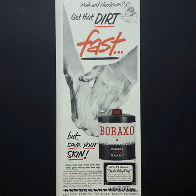 Boraxo Clean Dirty Hands Death Valley Days 1952 Soap Cleaner Vtg Print Ad