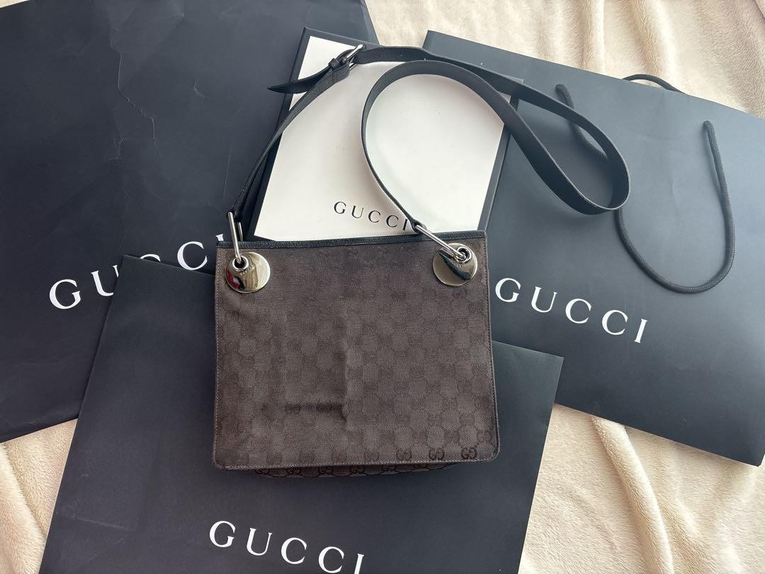 GUCCI Vintage Unisex Shoulder Bag Leather Crossbody