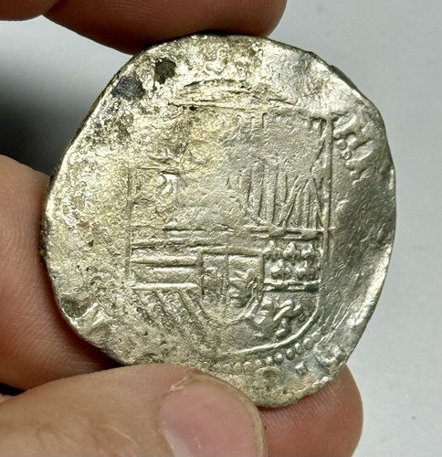 1580’s BOLIVIA Potosi 8 Reales Silver Cob Assayer A! Colonial Shipwreck Coin - 第 2/5 張圖片