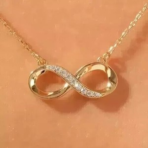 Authentic Women's Infinity Pendant Simulated Diamond 14K Yellow Gold Plated 1Ct Round Cut