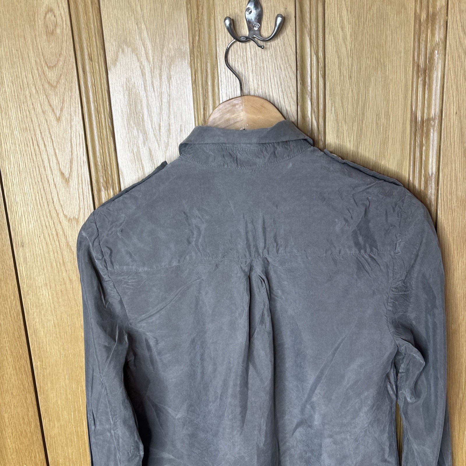 Holland Cooper Cupro Shirt Military Button Shirt khaki Blouse Size 10 Taupe Blog