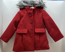 Cat  Jack Faux Fur Lined Hooded Jacket Red Long Sleeve Snap Front Girls 18M