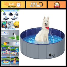 Large Dog Pool, Portable Foldable Kiddie Pool, Slip-Resistant Hard Plastic Bathi