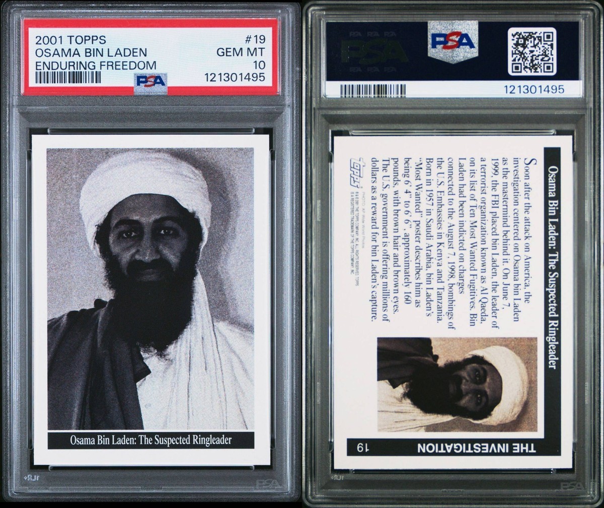 PSA 10 - 2001 Topps Enduring Freedom #19 Osama Bin Laden (RC) - *TEXCARDS*