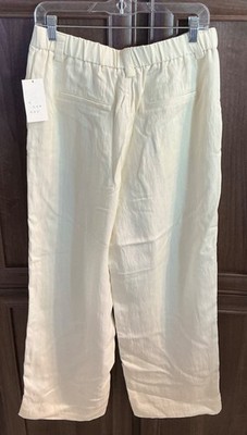 A New Day  Off-White Linen-Blend Ankle Pants   Women s Size 10