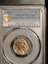 1916 BUFFALO NICKEL PCGS XF GENUINE Detail Smooth Surface Possible DDO See Pics