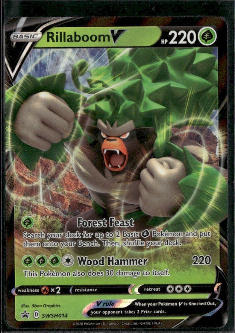 Rillaboom V SWSH014 Holo Promo Sword & Shield Promo Pokemon Near Mint