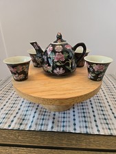Vintage Chinese Miniature Enameled Porcelain 5 Piece Tea Set