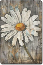 Metal Sign Tin Sign Vintage Wall Art Rustic Reminiscence Daisy Tin Sign for Easy