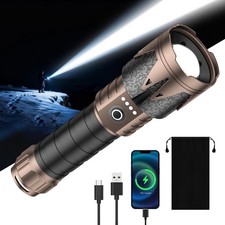 Linterna LED Recargable 5000 Lúmenes Táctica Zoom 6 Modos Impermeable