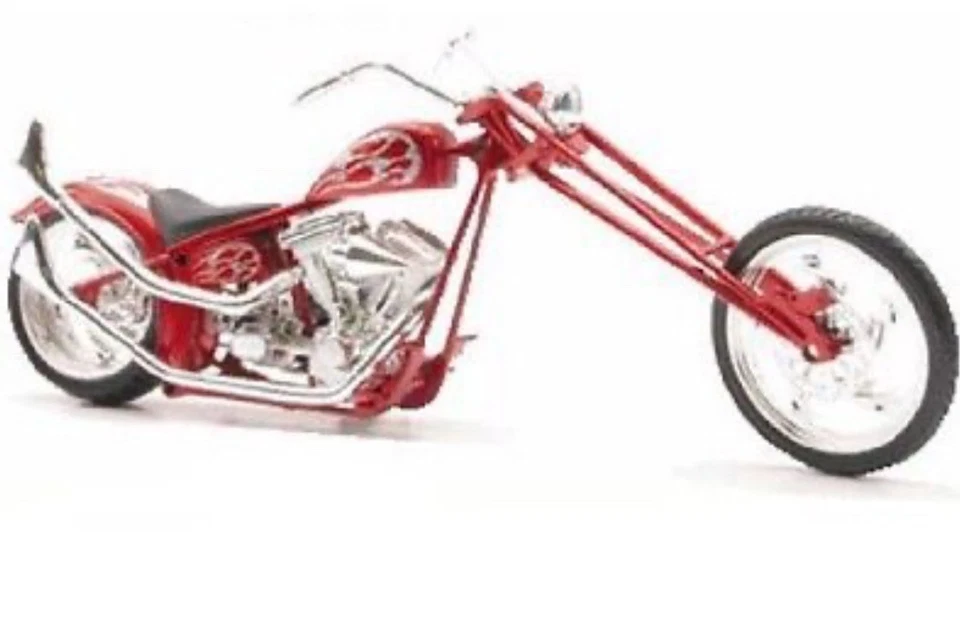 Moto Custom Chopper New-Ray 1995, vintage. 43493 Die Cast rojo 1:12. Rojo Foto 2 de 4