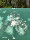 1930's "Iris & Herringbone" Depression Glass 9-1/2 in Dinner Plates (3pcs)...