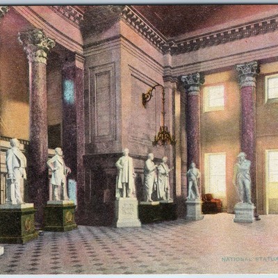 c1910s Washington DC Capitol National Statuary Hall Postcard Interior Statues