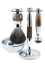 Edwin Jagger Imitation Light Horn Chrome DE Safety 4 Piece Razor Set