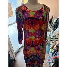 Auditions Women Multicolor Floral Wing Print 3/4 Sleeve Sheath Dress Knee Length