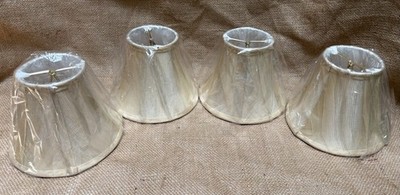 4 Gold Silk Small Clip On Chandelier Wall Sconces Candelabra Shades H-5  New