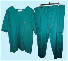 Unisex Men Scrub Set Green L Large Drawsting Waist Cherokee  Landau