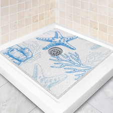 Square Shower Mat Non Slip: 24 X 24 Inch Extra Large Shower Mats with Drain Hole