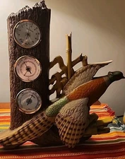 1977 Burwood Products Wood Grain Pheasant Den Cottage Wall Thermometer
