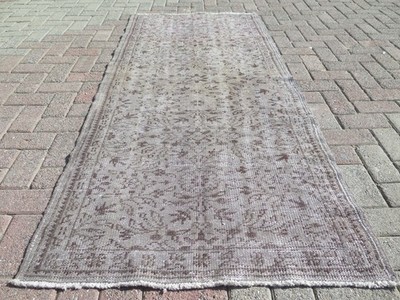 Bedroom Rugs, Vintage Turkish Carpet, Handmade Wool Floral Gray Teppiche 36''X81''