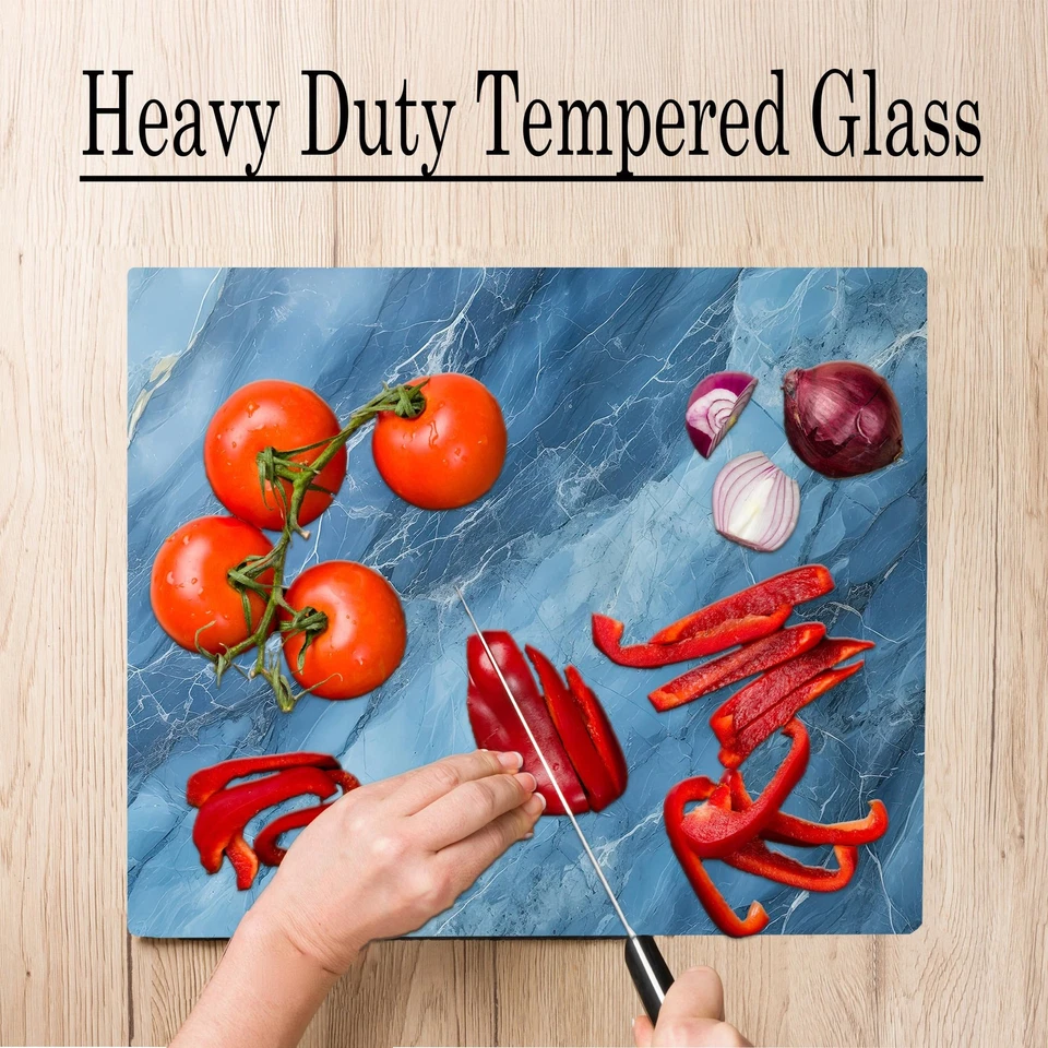 Blue Marble Kitchen Glass Cutting Board Ocean Decorative Gift Marbled Granite... - Image 4 of 4