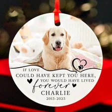 Dog Memorial Christmas Ornament Personalized – Custom Pet Photo Memory Keepsake