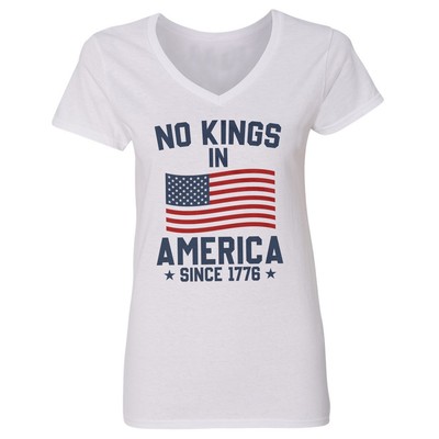 No Kings In America Since 1776 - American Flag Resist Ladies' V-Neck Tshirt