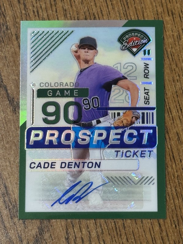 Cade Denton 2024 Panini Prospect Edition Prospect Ticket Green Auto #142