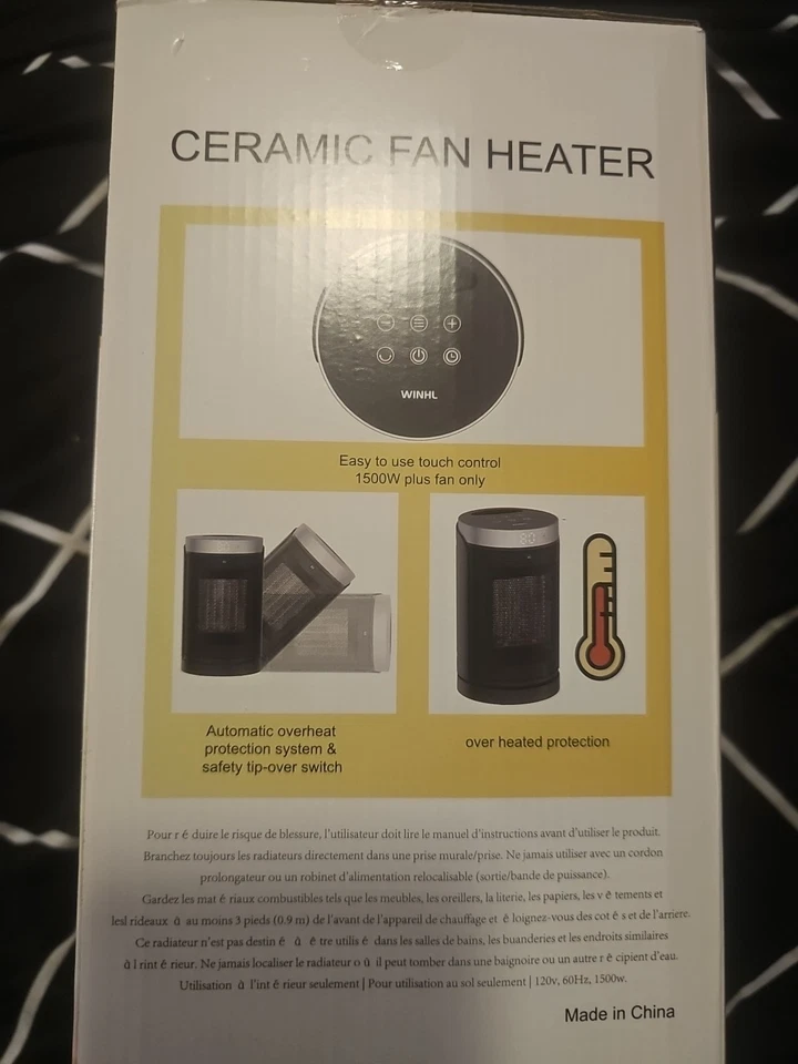 Calentador de Espacio Eléctrico Cerámico Fan-Force 1500W Negro, Portátil Foto 3 de 3