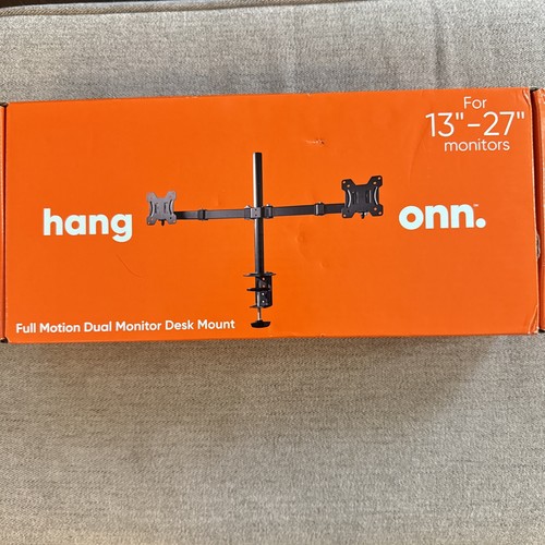 SEALED onn. Full Motion Dual Monitor Desk Mount for 13 to 27 Monitors - 第 1/3 張圖片