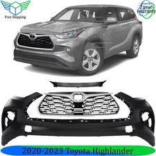 Front Bumper Cover Fascia & Grille Assembly Kit For 2020-2023 Toyota Highlander